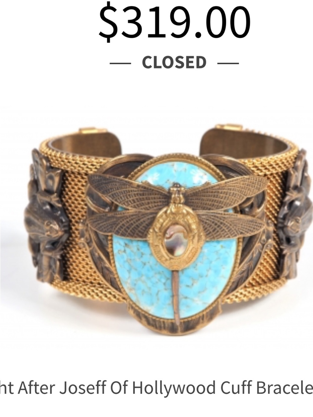 Patrice Vintage cuff bracelet, an art piece in glass and brass. - Picture 8 of 11
